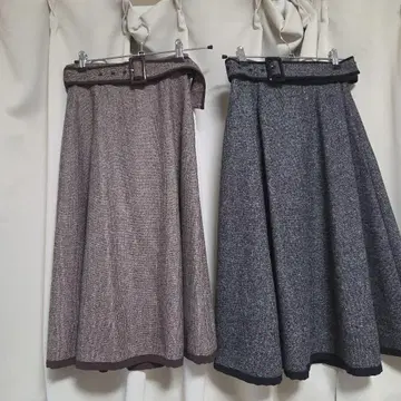 플레어 스커트 그레이 브라운 사이즈 S