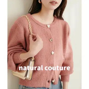 [ 택 포함 새상품 ] 내추럴 꾸뛰르 하트 버튼 크루넥 가디건 핑크