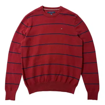 타미힐피거 코튼 니트 스웨터 보더 M 빨간색 자수 미국 빈티지 의류