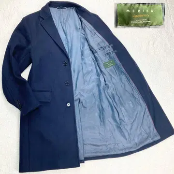 유나이티드 애로우즈 메리노울 체스터 코트 네이비 M