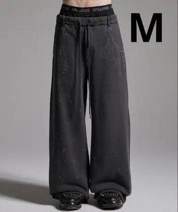 GRANCY 큐빅 디자인 레이어드 스웨트 팬츠