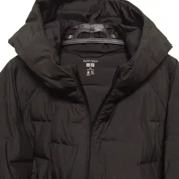 유니클로 퍼프 테크 후드티 블랙 XXL