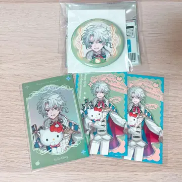 니지산지 산리오 콜라보 무라쿠모 카게츠 캔뱃지 및 카드 세트