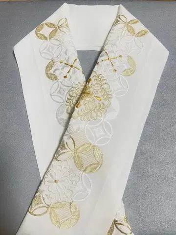 새상품급 자수 장식용 깃 화이트 금실 꽃