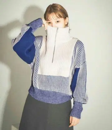 KBF 레이어드 하프 ZIP 니트