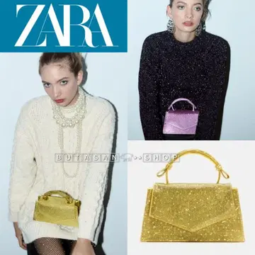 새상품 ZARA 큐빅 반짝이는 숄더 골드 미니백