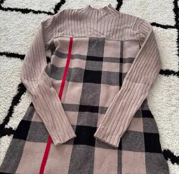 Salire 니트 원피스 체크 무늬