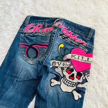 레드페퍼 x 에드 하디 데님 팬츠 해골 y2k 26