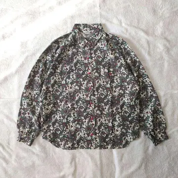 빈티지 긴팔 블라우스 페이즐리 무늬 M 레트로 구제 의류 믹스 코디