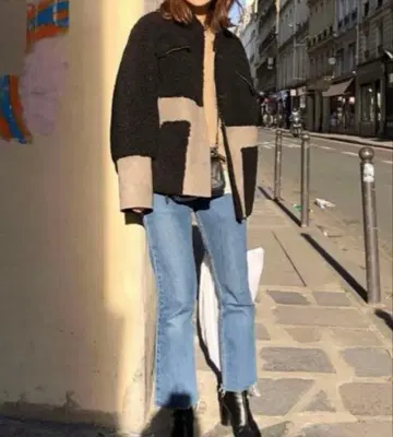 earih 보아 코트 코트 아리 무스탕 코트