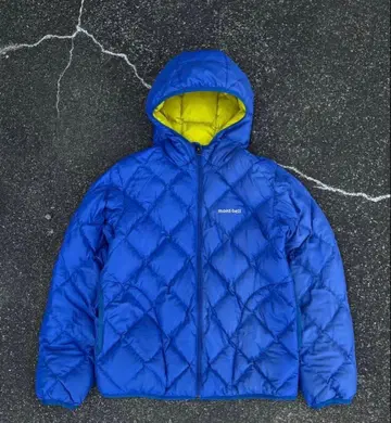 mont-bell 다운 자켓 퀼팅 리버서블 파랑/옐로우 컬러