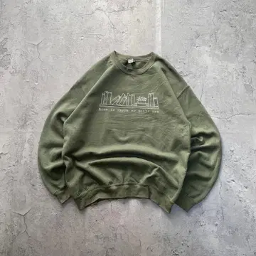 길단 USA 구제 의류 북 프린트 도서 맨투맨 트레이닝복 그린