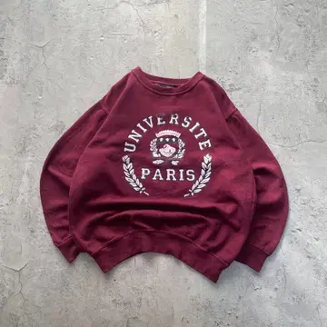 USA 구제 의류 PARIS 프린트 맨투맨 트레이닝복 보르도