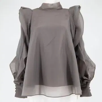 SNIDEL 오간 시스루 블라우스 모카