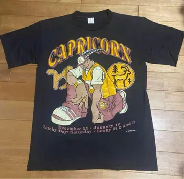 GAR CAPRICORN 그래픽 T셔츠 코튼 빈티지 구제 의류