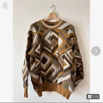 남성용 여성용 레트로 패턴 스웨터 일본제 올 패턴 구제 의류