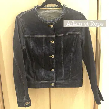 ADAM ET ROPE 프린지 장식 다크 블루 데님 자켓