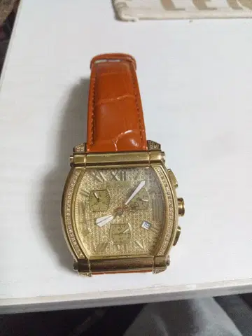 오렌지 가죽 크로노그래프 자동 시계