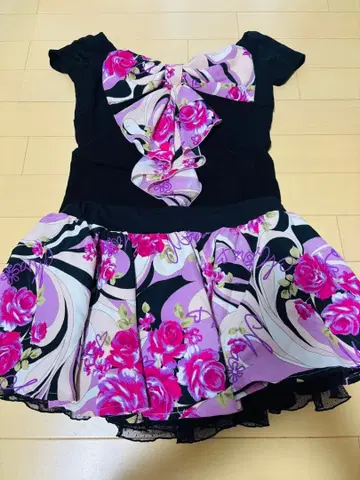 MARS 프릴 꽃무늬 셋업 블랙 보라색 핑크 원피스 세트