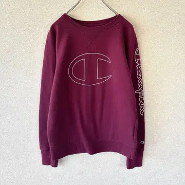 Champion 로고 소매 프린트 스포츠 스트릿 와인 레드 M