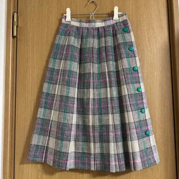 플리츠 체크 스커트 미들 기장 해외 구제 의류 빈티지 레트로 걸리시