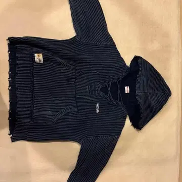 [ BADWAY ] 네이비 스트라이프 후드 부착 후드티