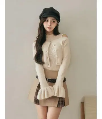 darich 앙상블 샤기 니트탑 아이보리