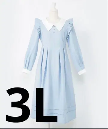 DearMyLoveRose 원피스 배색 각 옷깃 프릴 턱 긴팔 원피스