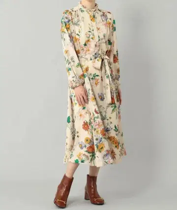 GRACE CONTINENTAL 새틴 보타니컬 셔츠 원피스 36