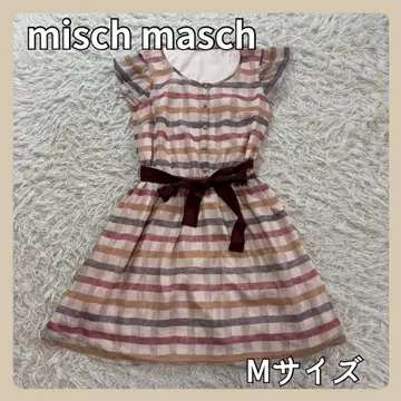 [새상품급] 플레어 원피스 체크 무늬 미슈마슈 프릴 소매 여성용 M