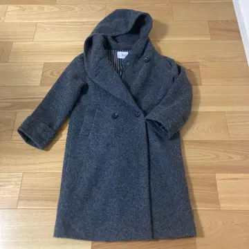 IEDIT 후드 부착 더블 버튼 코트 그레이