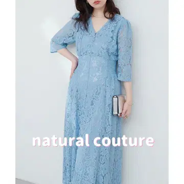 [택 포함 새상품] 내추럴 꾸뛰르 레트로 레이스 원피스 원피스 블루