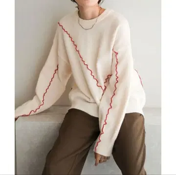 Bab 웨이브 멜로우 니트탑 아이보리