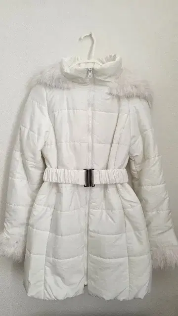 clear 후드 부착 다운 자켓 화이트