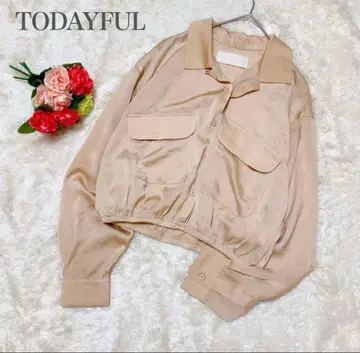 [ TODAYFUL ] 빈티지 크롭 셔츠 숏 기장 베이지 새틴