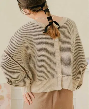 Bab 전후 2WAY 스트라이프 숏 가디건