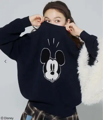 [ L 사이즈 ] coca 디즈니 더블 자카드 니트탑 네이비