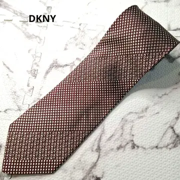 DKNY 브라운 체크 무늬 SILK 100% 넥타이
