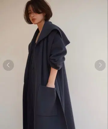 ETRE TOKYO 후디 스톨 리버 코트 - NAVY S 사이즈