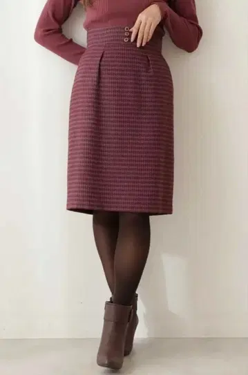 프로포션 바디 드레싱 하운드투스 체크 자카드 타이트 스커트