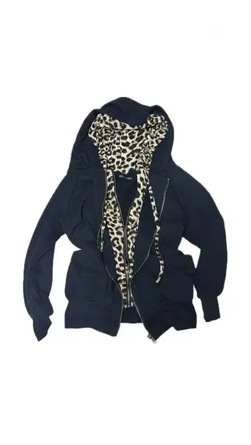 y2k 헤이세이 갸루 레오파드 무늬 이너 포함 후드티