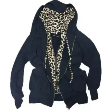 y2k 헤이세이 갸루 레오파드 무늬 이너 포함 후드티