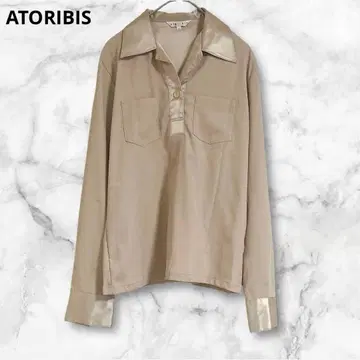아뜨리비스 베이지 새틴풍 긴팔 셔츠 블라우스 S 사이즈 심플 무지