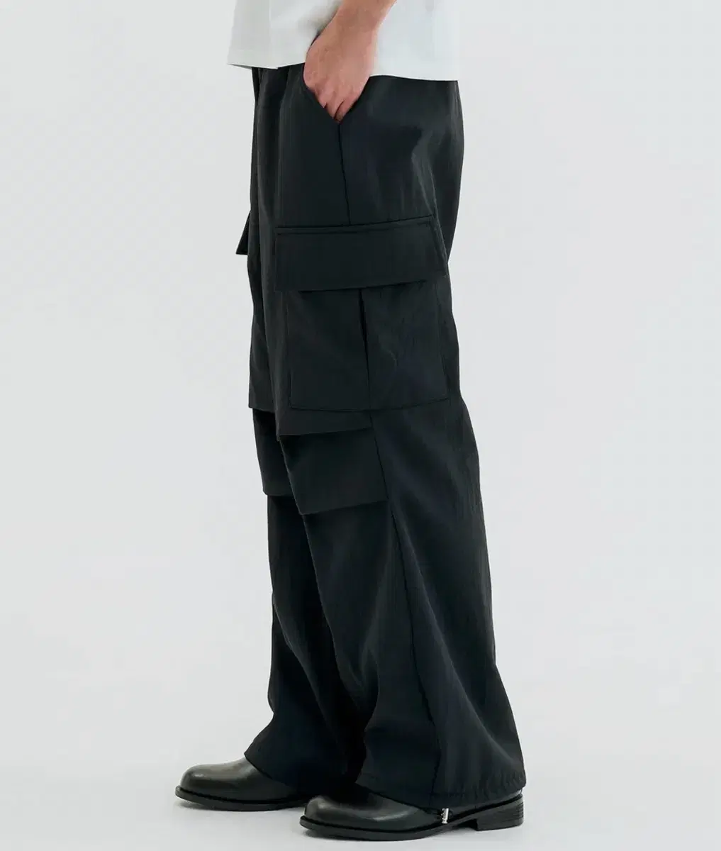 Wholovesart brushed nylon cargo parachute banding pants