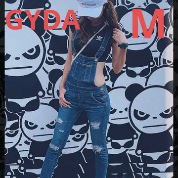 GYDA 크러쉬 데미지 데님 살로펫 오버롤