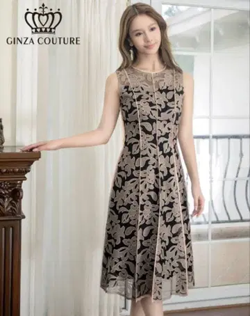 GINZA COUTURE 플라워 프린트 A라인 드레스 ERUKEI