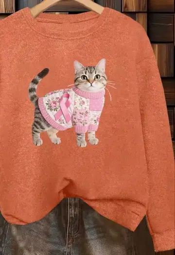 고양이 말랑 스웨터 오렌지 M 타비캣 킬트 고양이 냥코