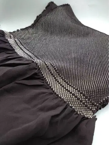 고급 순수 실크 헤코 오비 짙은 갈색 총 시보리 앤티크