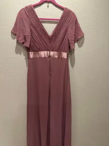 보라색 핑크 플레어 슬리브 드레스