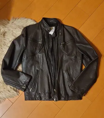 SLOW WEAR 블랙 가죽 자켓 돈피 천연 가죽 가죽